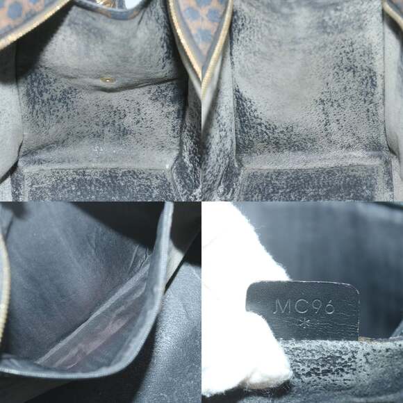 CELINE Macadam Canvas Hand Bag Pvc Brown Black - Picture 12 of 13